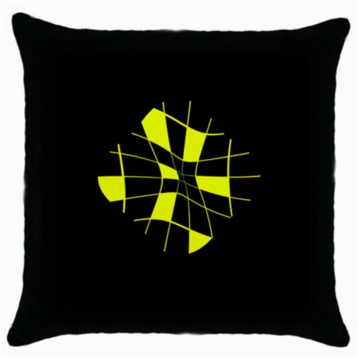 Yellow abstract flower Throw Pillow Case (Black)