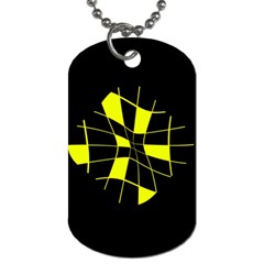 Yellow Abstract Flower Dog Tag (one Side) by Valentinaart