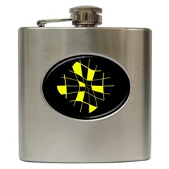 Yellow Abstract Flower Hip Flask (6 Oz)