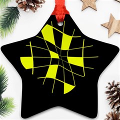 Yellow Abstract Flower Star Ornament (two Sides)  by Valentinaart