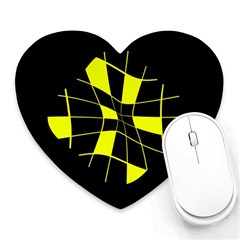 Yellow Abstract Flower Heart Mousepads