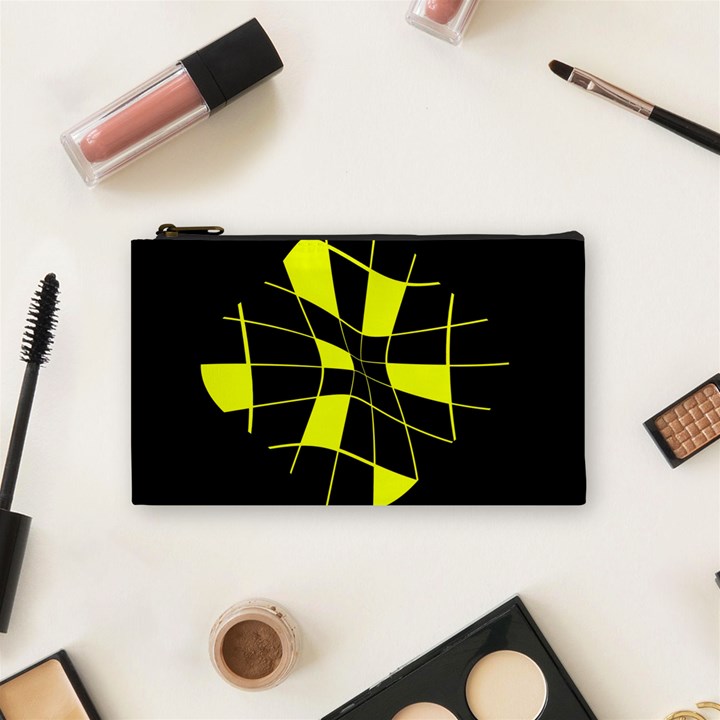 Yellow abstract flower Cosmetic Bag (Small) 