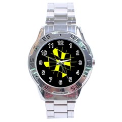 Yellow Abstract Flower Stainless Steel Analogue Watch