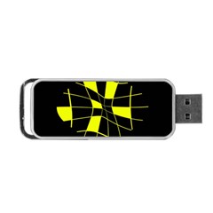 Yellow Abstract Flower Portable Usb Flash (one Side) by Valentinaart