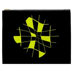 Yellow Abstract Flower Cosmetic Bag (xxxl) 