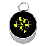 Yellow abstract flower Mini Silver Compasses Front