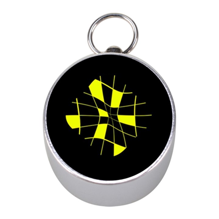 Yellow abstract flower Mini Silver Compasses