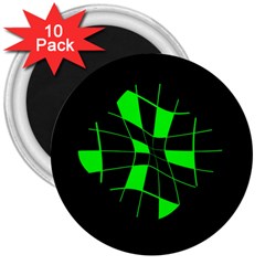 Green abstract flower 3  Magnets (10 pack) 