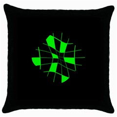 Green abstract flower Throw Pillow Case (Black)