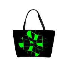 Green abstract flower Shoulder Handbags