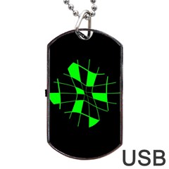 Green abstract flower Dog Tag USB Flash (One Side)