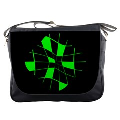 Green abstract flower Messenger Bags