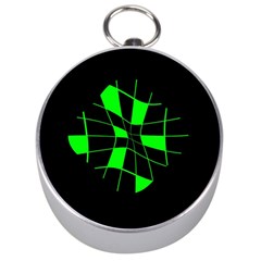 Green abstract flower Silver Compasses