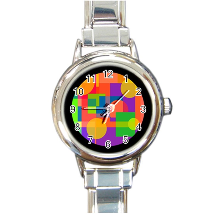 Colorful circle  Round Italian Charm Watch