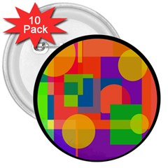 Colorful Circle  3  Buttons (10 Pack) 