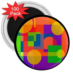 Colorful Circle  3  Magnets (100 Pack)