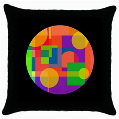 Colorful Circle  Throw Pillow Case (black)