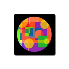 Colorful Circle  Square Magnet by Valentinaart