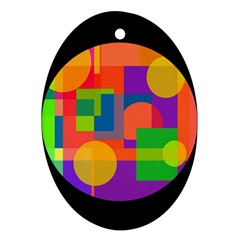 Colorful Circle  Oval Ornament (two Sides)