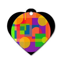 Colorful Circle  Dog Tag Heart (one Side) by Valentinaart