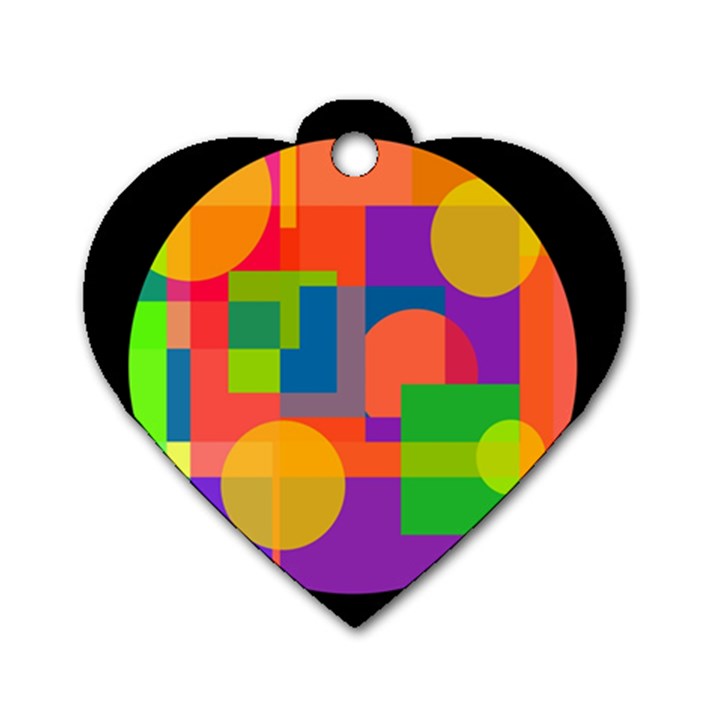 Colorful circle  Dog Tag Heart (Two Sides)