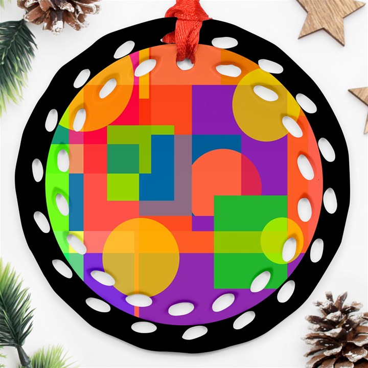 Colorful circle  Ornament (Round Filigree) 