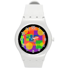 Colorful Circle  Round Plastic Sport Watch (m)