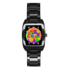 Colorful Circle  Stainless Steel Barrel Watch