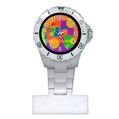 Colorful Circle  Plastic Nurses Watch by Valentinaart