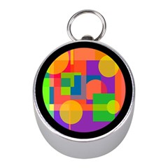 Colorful Circle  Mini Silver Compasses