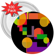 Colorful Abstraction 3  Buttons (100 Pack) 