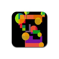 Colorful Abstraction Rubber Coaster (square) 