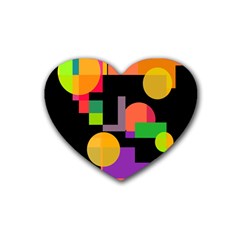 Colorful Abstraction Rubber Coaster (heart) 