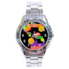 Colorful Abstraction Stainless Steel Analogue Watch by Valentinaart