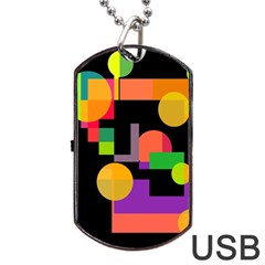 Colorful Abstraction Dog Tag Usb Flash (one Side)