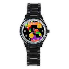 Colorful Abstraction Stainless Steel Round Watch