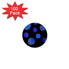 Blue Circles  1  Mini Buttons (100 Pack) 