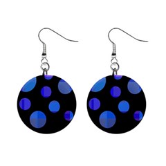 Blue Circles  Mini Button Earrings by Valentinaart