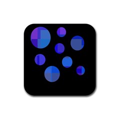 Blue Circles  Rubber Coaster (square) 