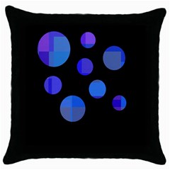 Blue Circles  Throw Pillow Case (black)