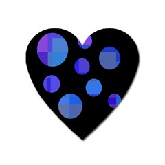 Blue Circles  Heart Magnet