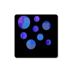 Blue Circles  Square Magnet