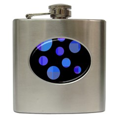 Blue Circles  Hip Flask (6 Oz) by Valentinaart