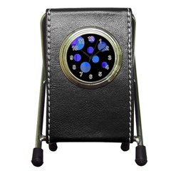 Blue Circles  Pen Holder Desk Clocks