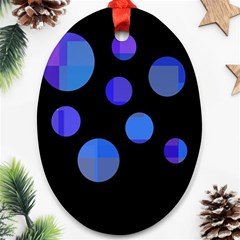 Blue Circles  Oval Ornament (two Sides)