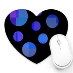 Blue circles  Heart Mousepads Front