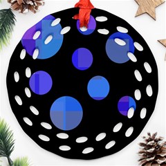 Blue Circles  Round Filigree Ornament (2side) by Valentinaart