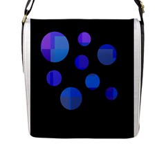 Blue Circles  Flap Messenger Bag (l)  by Valentinaart