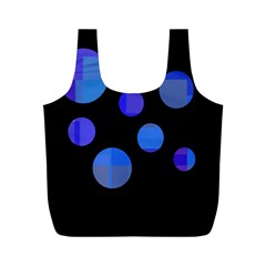 Blue Circles  Full Print Recycle Bags (m)  by Valentinaart