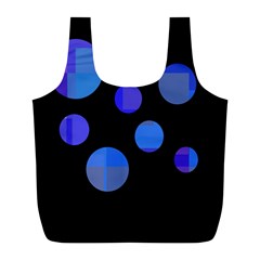 Blue Circles  Full Print Recycle Bags (l)  by Valentinaart